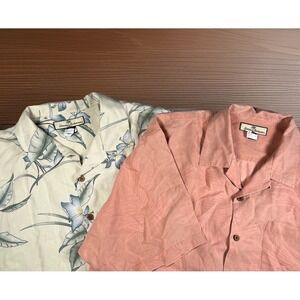 Lot Of‎ 2 Tommy Bahama Hawaiian Shirts Men XL 100% Silk Loop Collar *Dry Cleaned